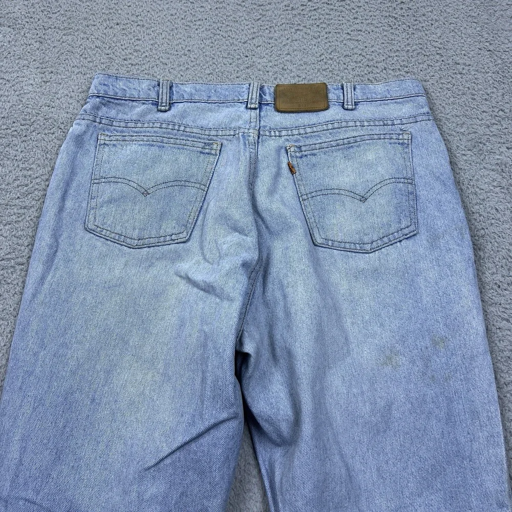 VTG Levi Strauss 619 Mens Light Blue Denim Jeans Straight Leg Orange‎ Tab 36x31